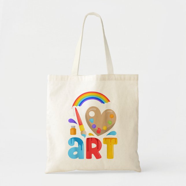 I Love Art Artist Painter Colourful Painting Gifts Tote Bag (Front)