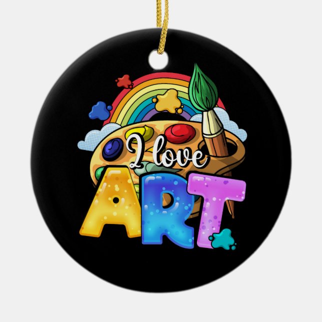 I Love Art Artist Painter Colourful Painting Rainb Ceramic Tree Decoration (Front)