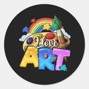 I Love Art Artist Painter Colourful Painting Rainb Classic Round Sticker
