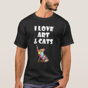 I Love Art Cats Kitty Cat Feline Artist Gift Men W T-Shirt