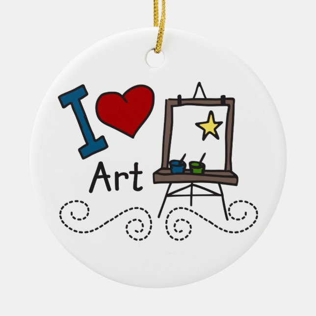 I Love Art Ceramic Tree Decoration (Front)