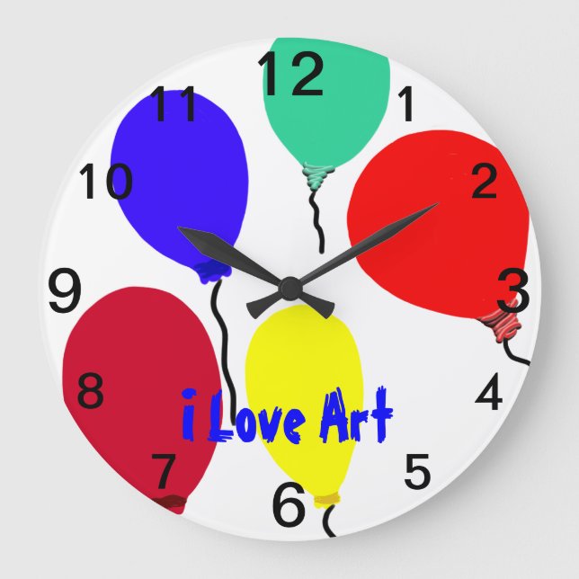 I Love Art Colourful Balloons Clock (Front)