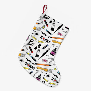 I Love Art Supplies Pattern Small Christmas Stocking