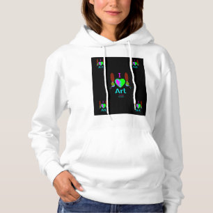 I Love Art Women's White Pullover Hoodie
