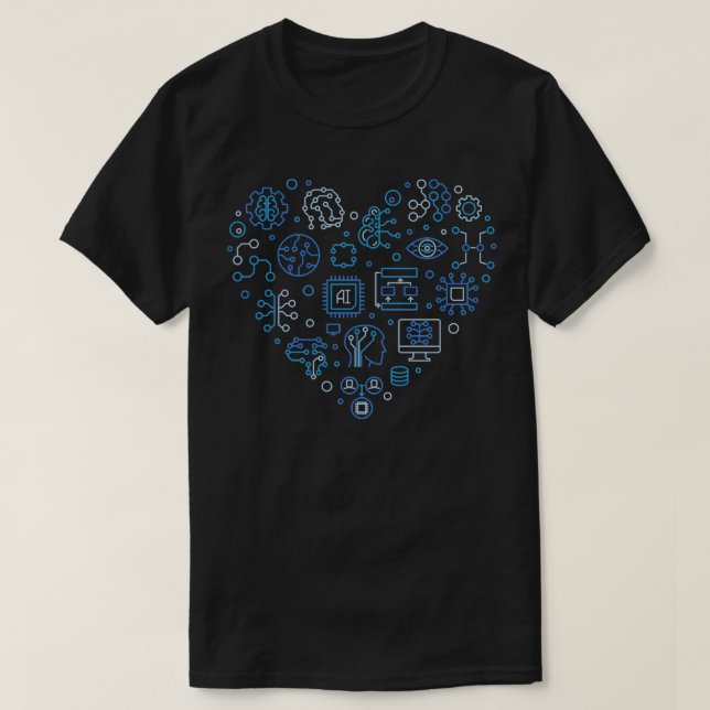 I Love Artificial intelligence AI Heart Minimal De T-Shirt (Design Front)