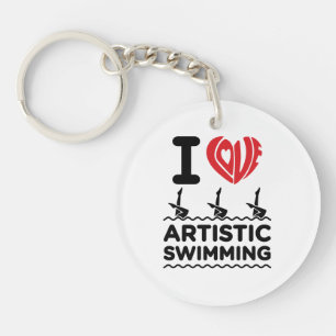I Love Artistic Swimming Synchro Swimmer Key Ring
