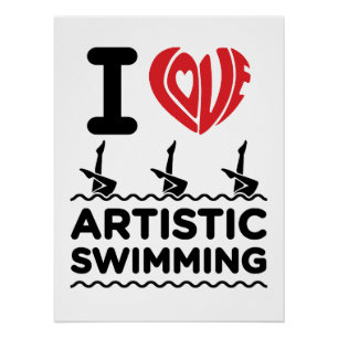 I Love Artistic Swimming Synchro Swimmer Poster