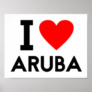 i love Aruba country nation heart symbol text Poster