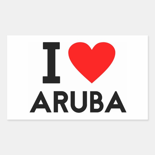 i love Aruba country nation heart symbol text Rectangular Sticker (Front)