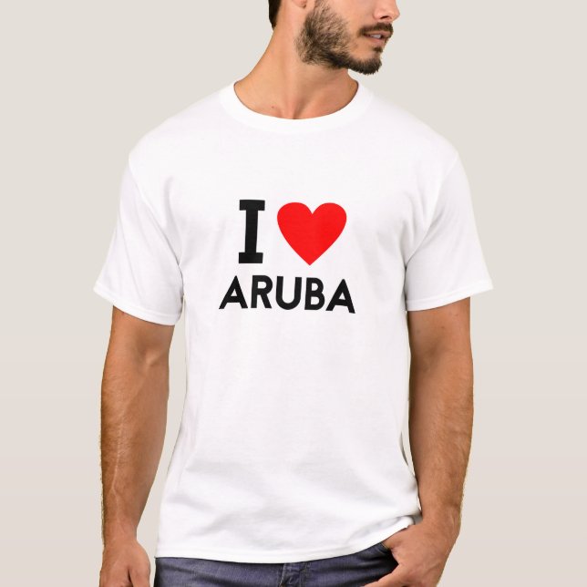 i love Aruba country nation heart symbol text T-Shirt (Front)