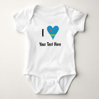 I Love (Aruba Heart Flag) Personalised  Baby Bodysuit