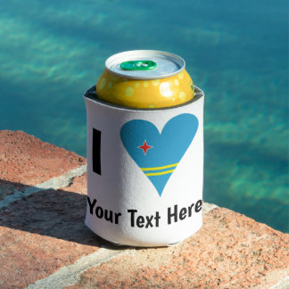 I Love (Aruba Heart Flag) Personalised  Can Cooler