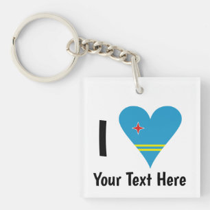 I Love (Aruba Heart Flag) Personalised  Key Ring