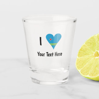 I Love (Aruba Heart Flag) Personalised Shot Glass