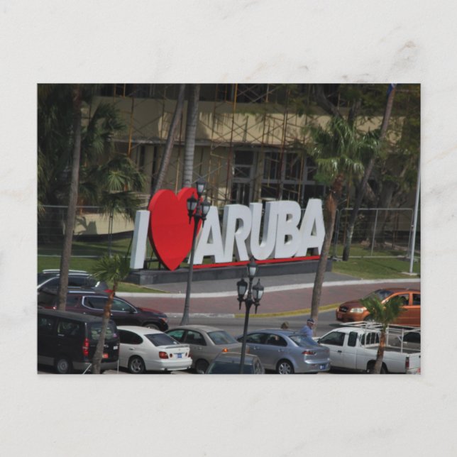 "I Love Aruba" sign, Photography, Postcard (Front)