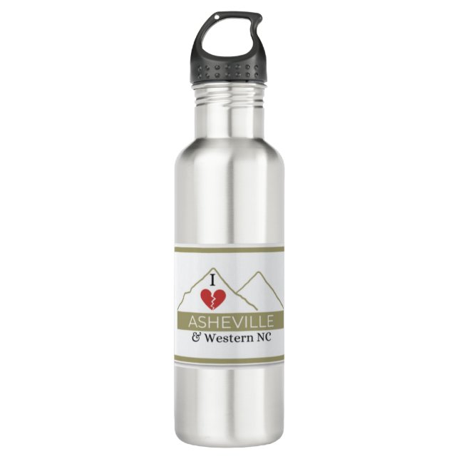 I Love Asheville & Western NC Sticker  710 Ml Water Bottle (Front)