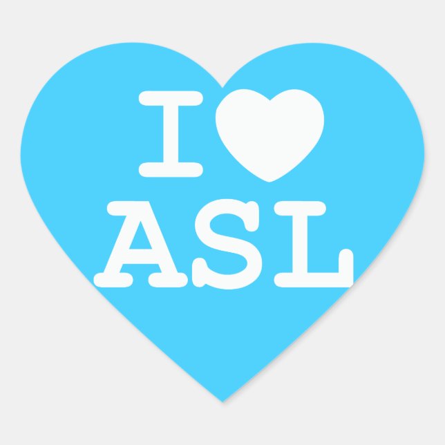 I Love ASL (Colour) Heart Sticker (Front)