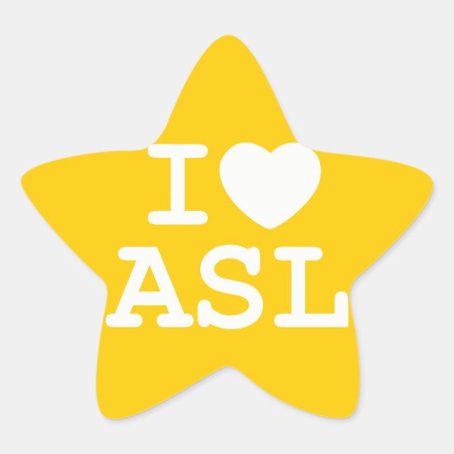 I Love ASL (Colour) Star Sticker (Front)