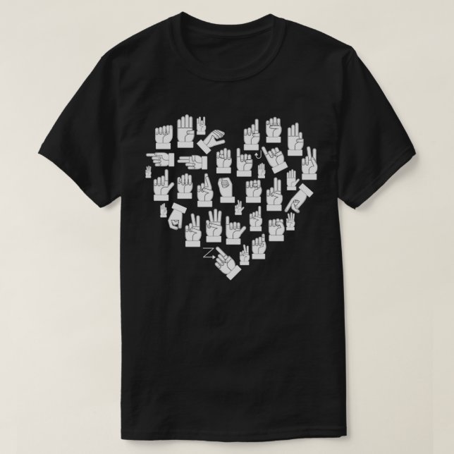 I Love ASL Shirt American Sign Language Alphabet (Design Front)