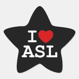 I Love ASL Star Sticker