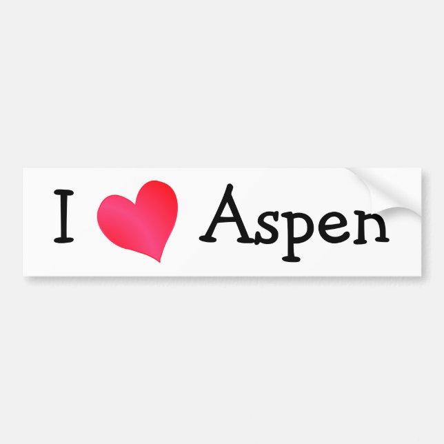 I Love Aspen Bumper Sticker (Front)