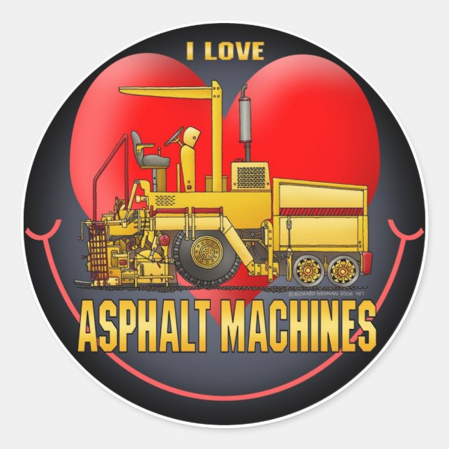 I Love Asphalt Paving Machines Kids Sticker (Front)