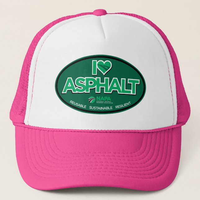 I Love Asphalt Trucker Hat - Pink (Front)