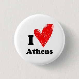 I love Athens 3 Cm Round Badge