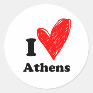 I love Athens Classic Round Sticker