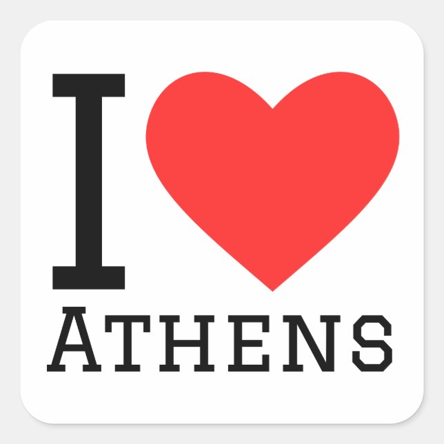 I love athens  square sticker (Front)