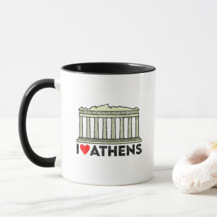 I Love Athens with Parthenon Acropolis Landmark Mug