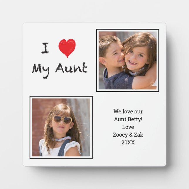 I Love Aunt 2 Photo Plaque (Front)