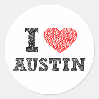 I Love Austin Classic Round Sticker