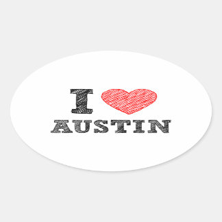 I Love Austin Oval Sticker
