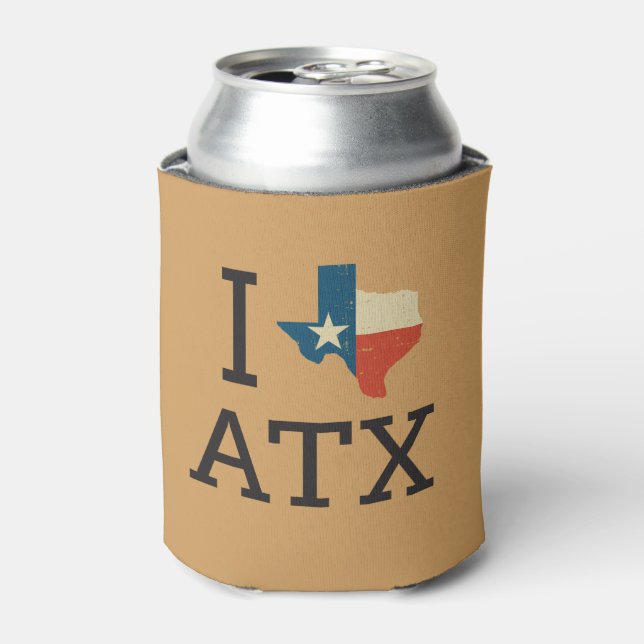 I love Austin Texas I <3 ATX) Can Cooler (Can Front)