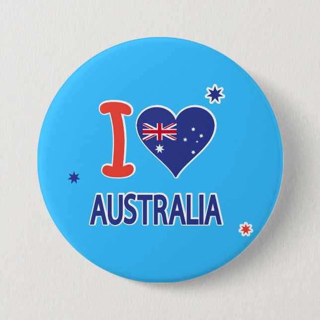 "I LOVE AUSTRALIA" Australia Day 26th January 7.5 Cm Round Badge (Front)