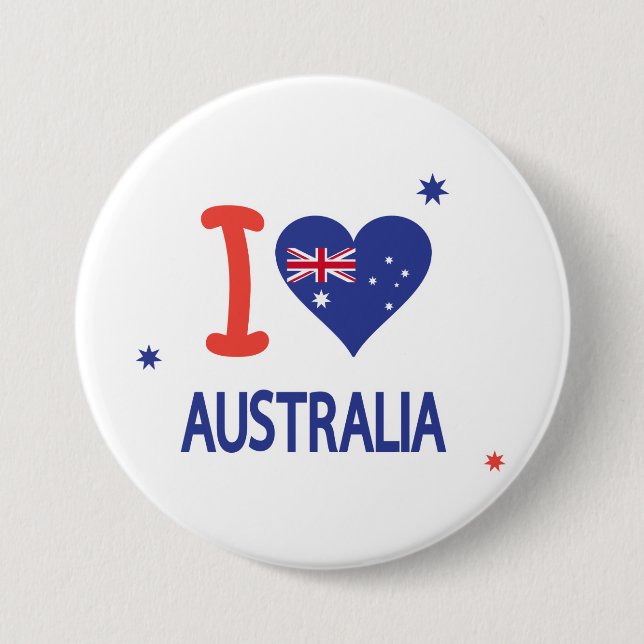 "I LOVE AUSTRALIA" Australia Day 26th January 7.5 Cm Round Badge (Front)