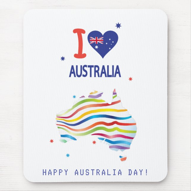 "I LOVE AUSTRALIA" Australia Day 26th January Mouse Mat (Front)