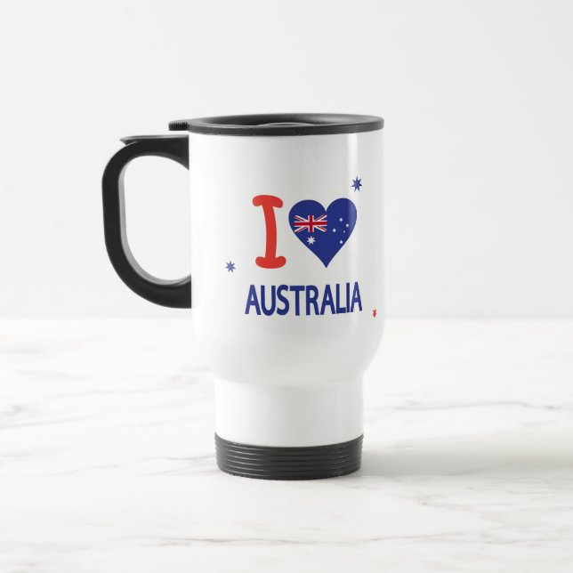 "I LOVE AUSTRALIA" Australia Day 26th January Travel Mug (Left)