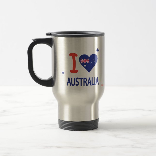 "I LOVE AUSTRALIA" Australia Day 26th January Travel Mug (Left)