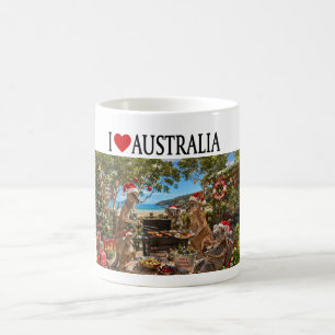  I Love Australia Christmas Kangaroo Koala BBQ Coffee Mug