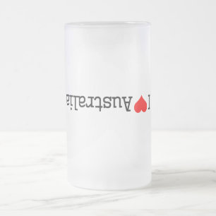 I Love Australia Frosted Glass Beer Mug