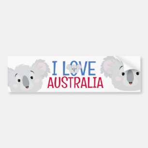 I Love Australia Grey Koala Bear  Bumper Sticker