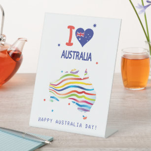  I LOVE AUSTRALIA with heart and map sign