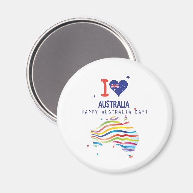  I LOVE AUSTRALIA with heart and map sign Magnet (Front/Back)