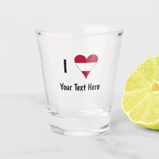 I Love (Austrian Flag Heart) Personalised Shot Glass