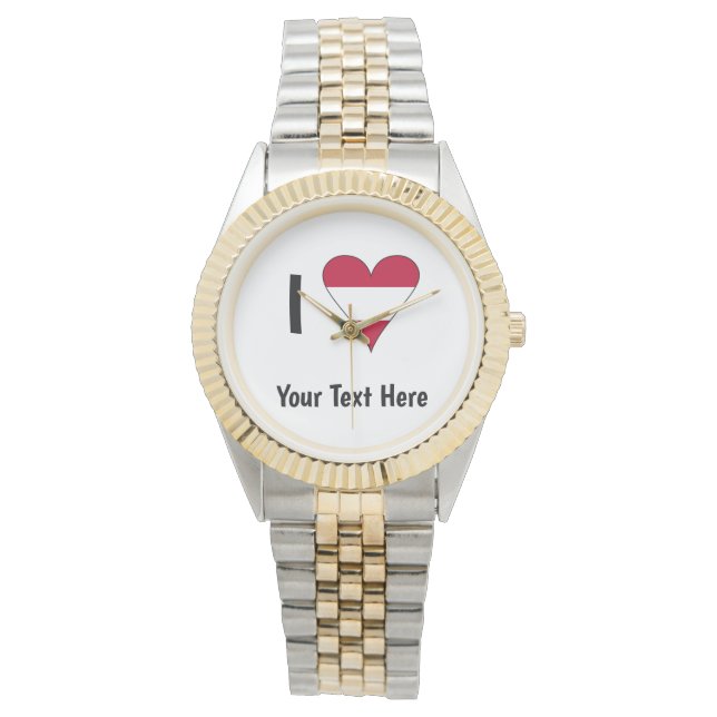 I Love (Austrian Flag Heart) Personalised  Watch (Front)
