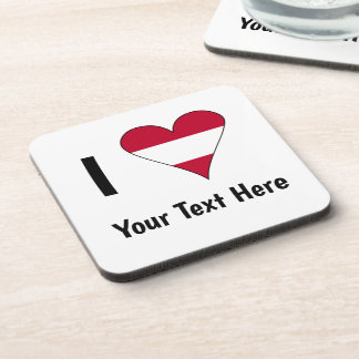 I Love (Austrian Flag Heart) Personalized Coaster
