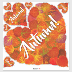 I Love Autumn, Bold—Red Aspen Leaf Heart 1