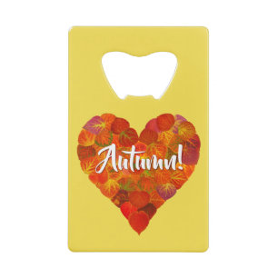 I Love Autumn, Bold—Red Aspen Leaf Heart 1